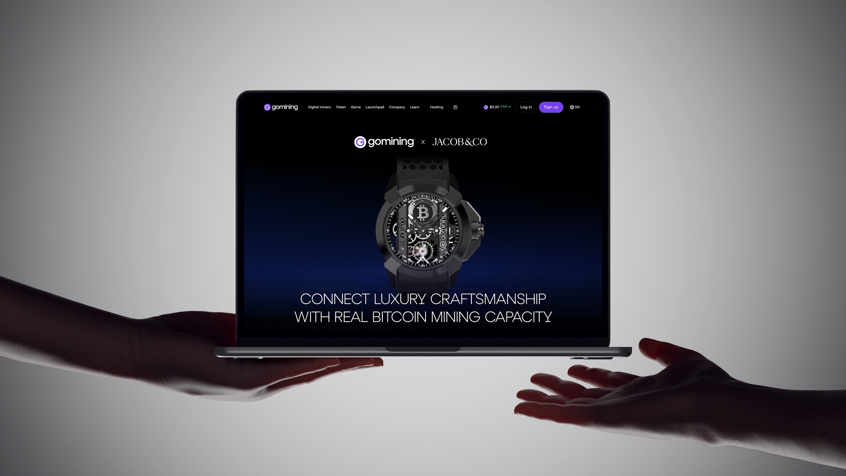 Landing page concept for the GoMining x Jacob & Co. collaboration